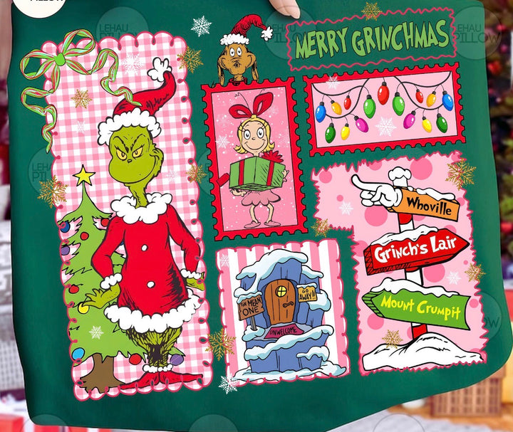 Merry Grinchmas Collage ADULT & YOUTH TEE OR PULLOVER