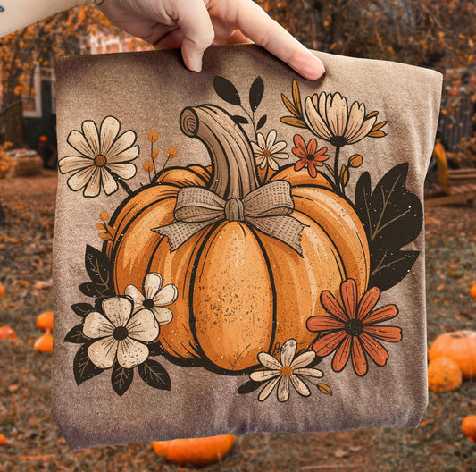 Floral Pumpkin Comfort Color Tee