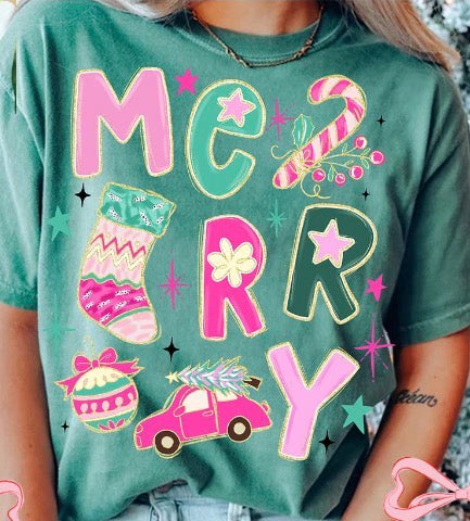 Girly Pink Christmas  ADULT & YOUTH TEE OR PULLOVER