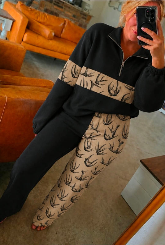 Southern Girl Antlers + Black TWO PIECE Set {Pullover + Pants} Youth & Adult Pre order Delivering to you mid to late AUGUST SC Custom Piece