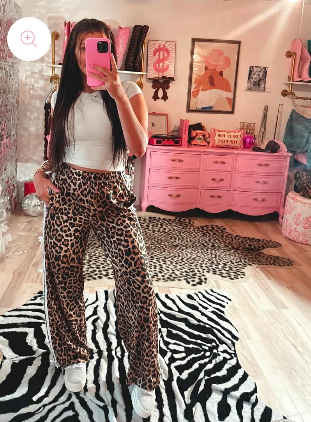 Never Basic Leopard Track Pants with Side Bow Detail {preorder}