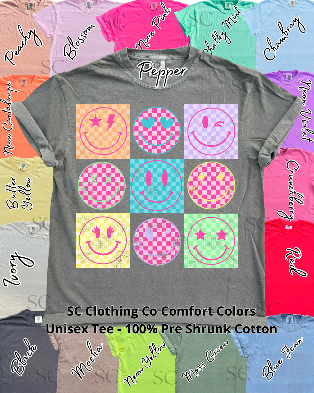 Stacked Smilies Comfort Colors Tee