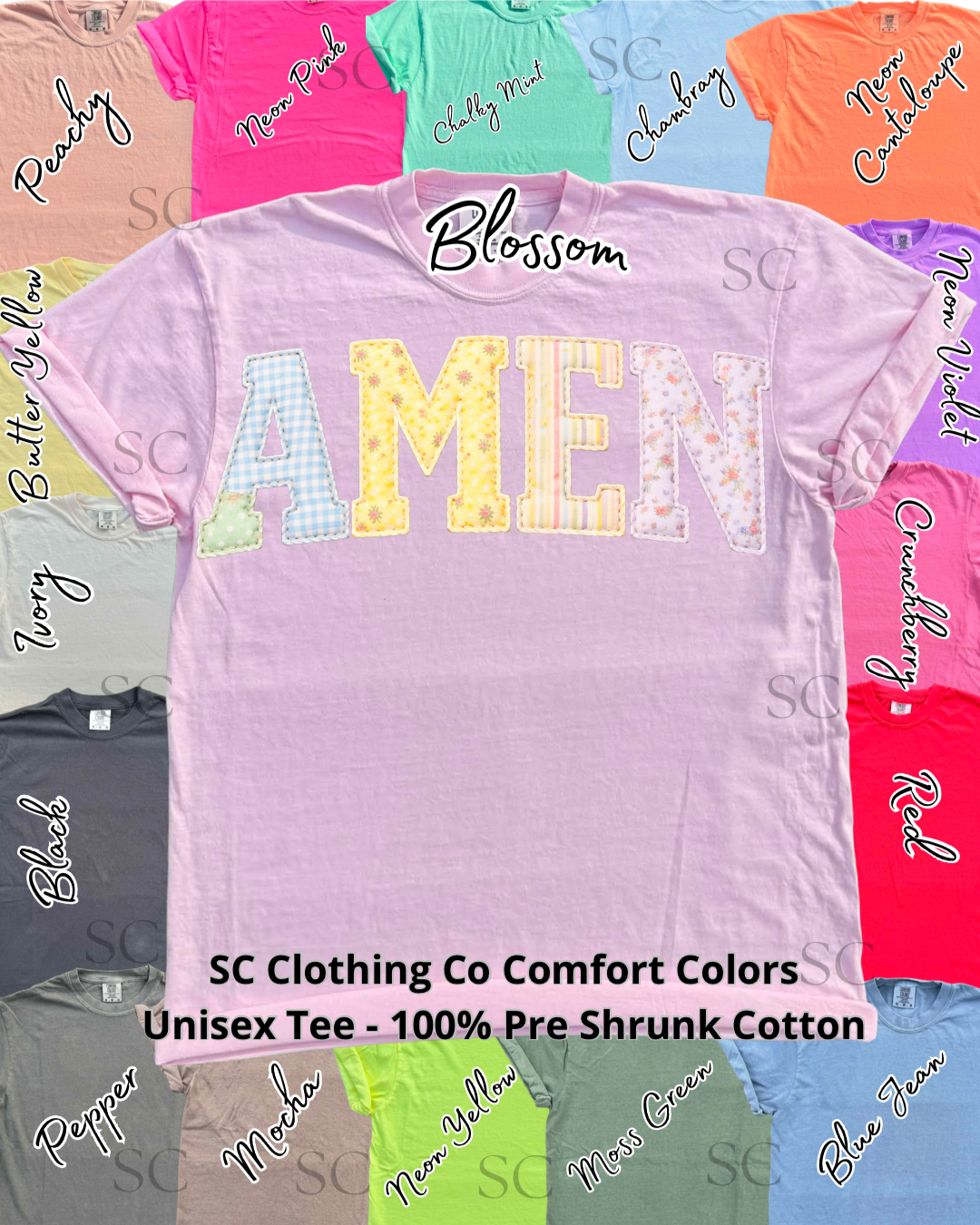 Faux Patchwork AMEN Comfort Colors Tee