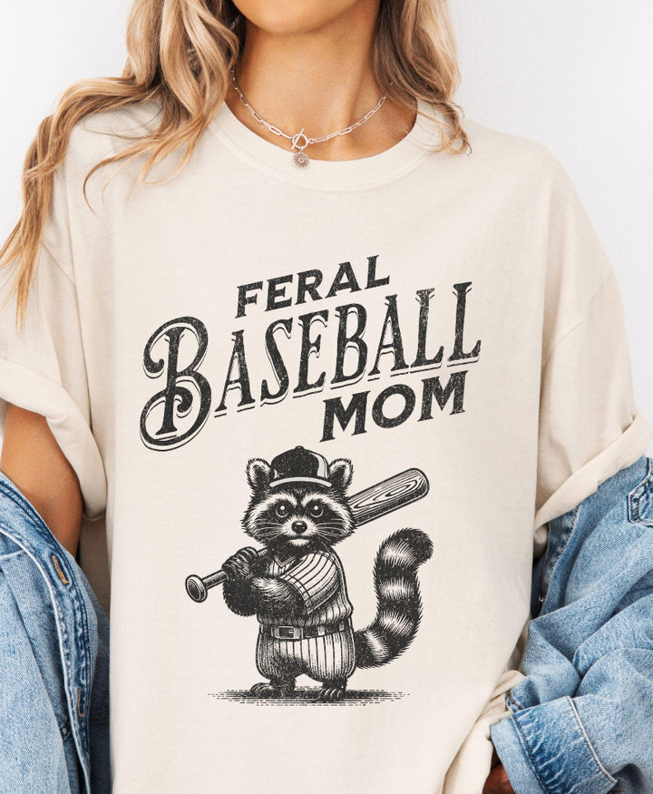 Feral Baseball Mom ADULT TEE OR PULLOVER