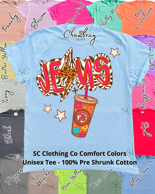 Jesus & 7Coffee Comfort Colors Tee