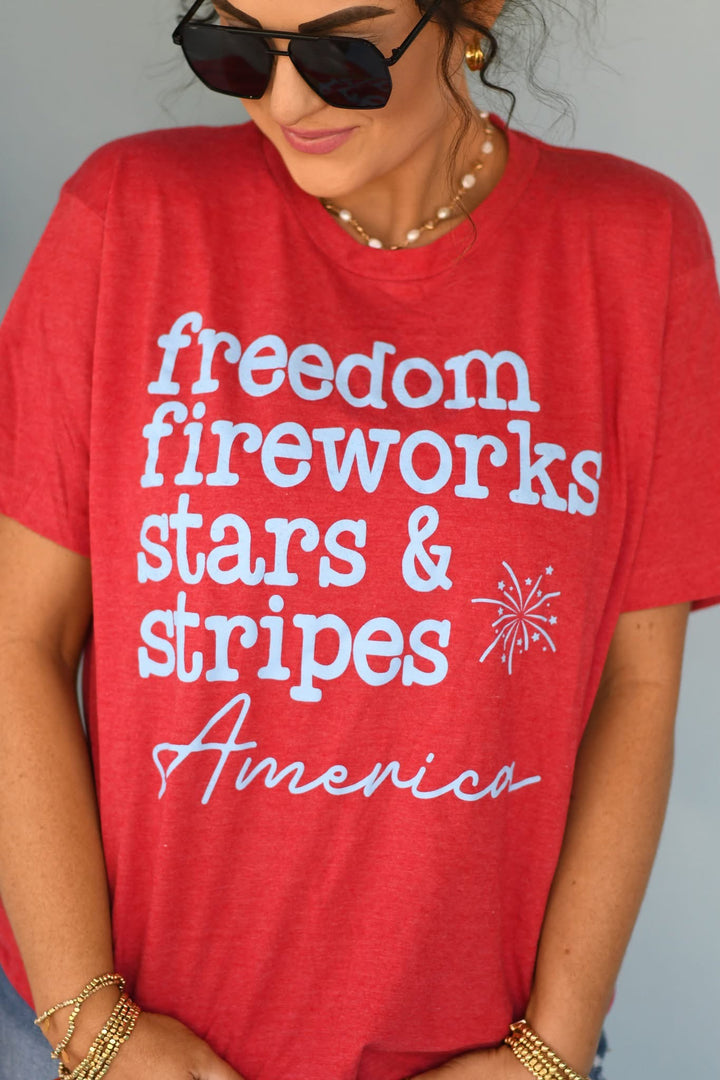 Freedom fireworks stars & stripe ADULT TEE OR PULLOVER