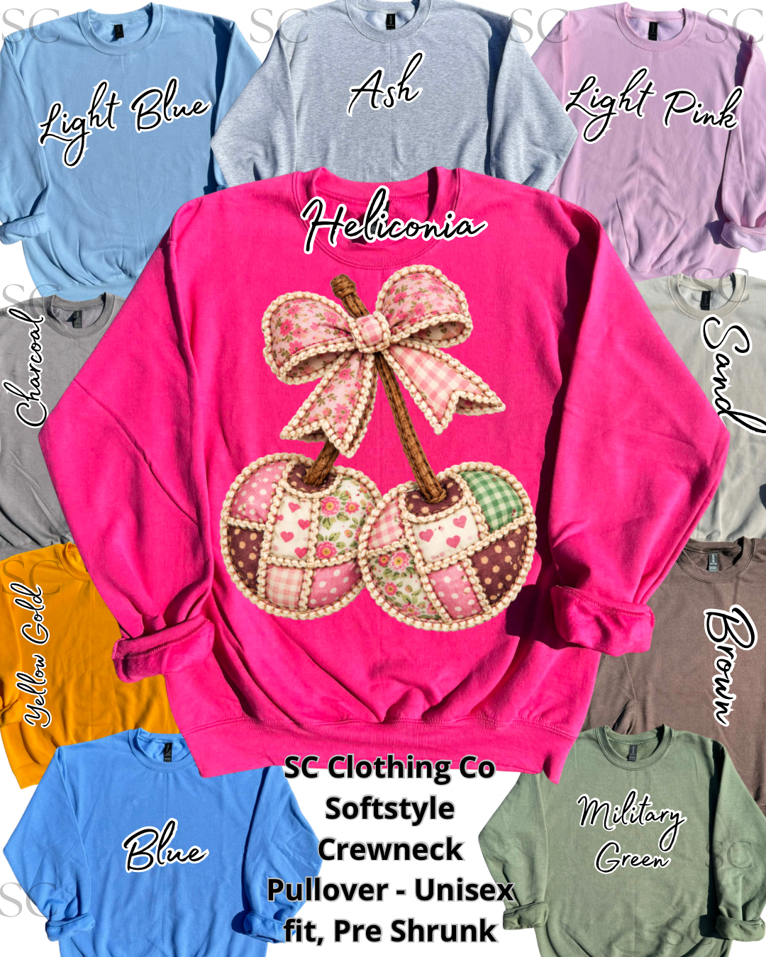 Faux Patchwork Cherry Pullover