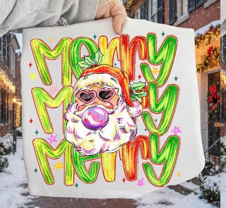 Merry Merry Merry Santa ADULT & YOUTH TEE OR PULLOVER