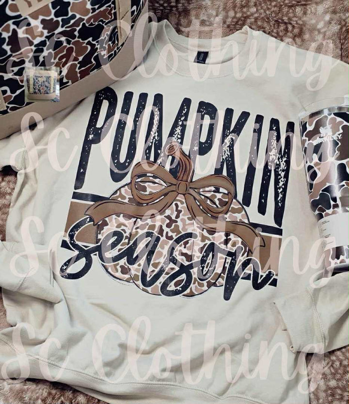 Pumpkin Season Camo ADULT & YOUTH TEE OR PULLOVER