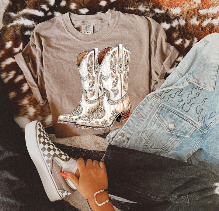 Faux rhinestone boots ADULT & YOUTH TEE OR PULLOVER