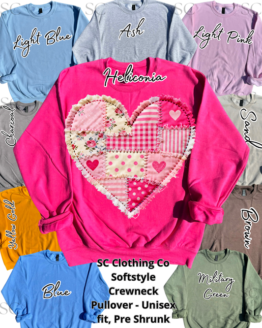 Pink Heart faux Patchwork Pullover