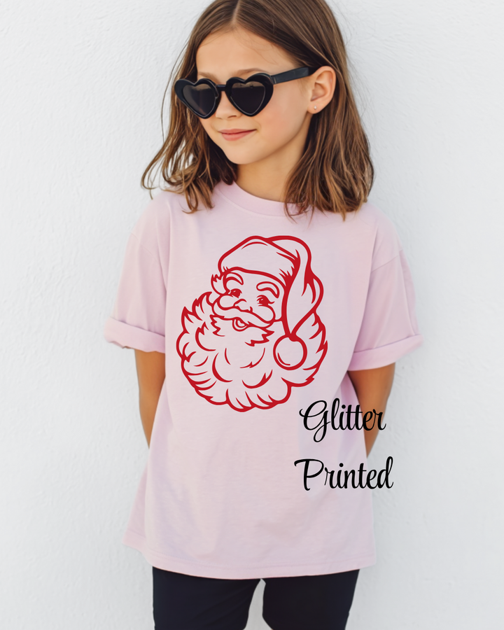 Old School Santa  {GLITTER PRINTED} Pullover or Tee YOUTH TEE OR PULLOVER