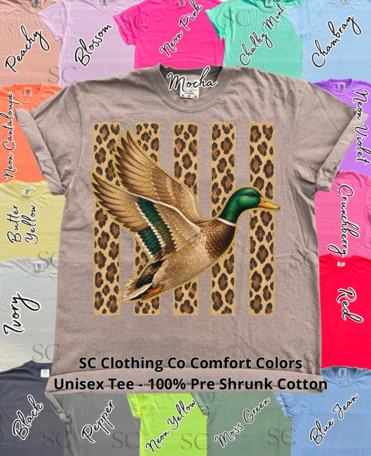 Cheetah Stripe Mallard Comfort Colors Tee