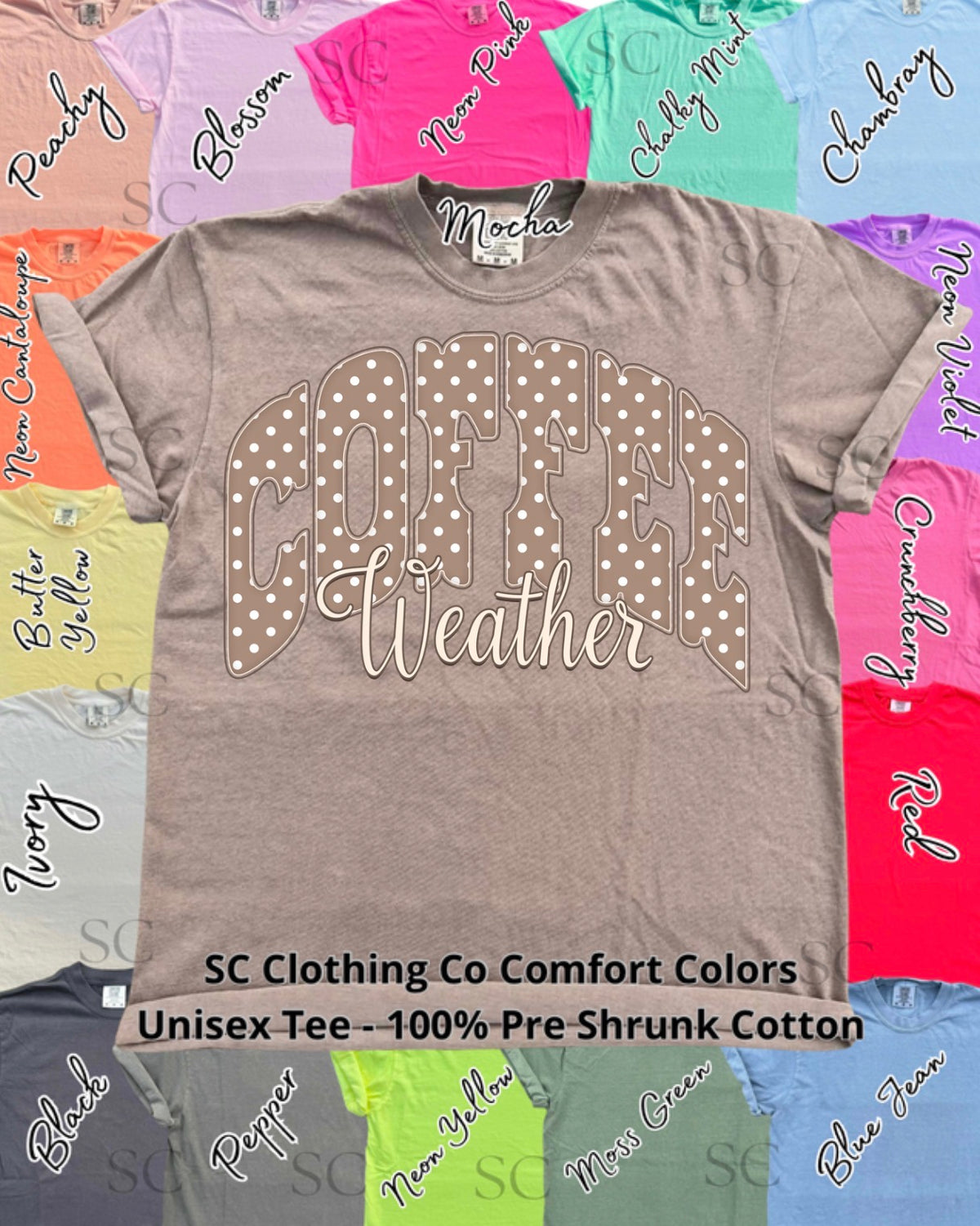 Coffee Weather Polka Comfort Colors Tee