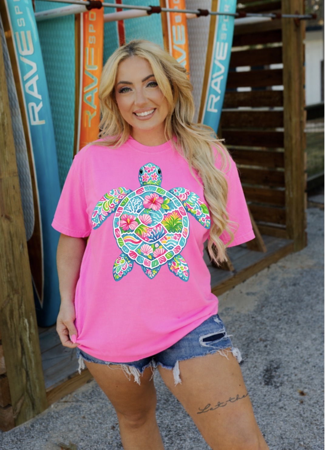 Floral Sea Turtle Comfort Colors Tee