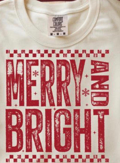 Merry & Bright Checkered ADULT & YOUTH TEE OR PULLOVER