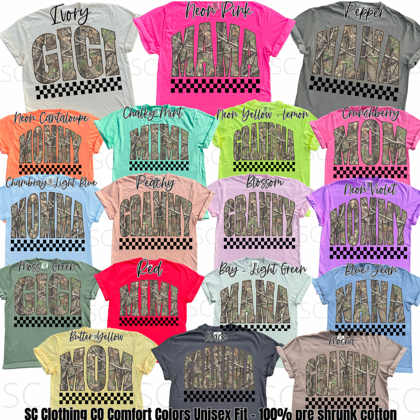 Camo Checkered *CUSTOM NAME* Comfort Colors Tee
