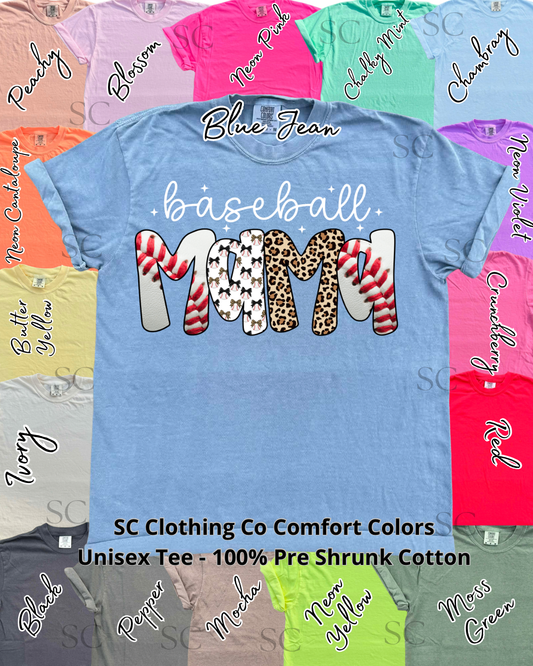 Cheetah Print Baseball Mama Comfort Colors Tee