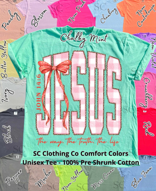 Tee Jesus Pink Plaid