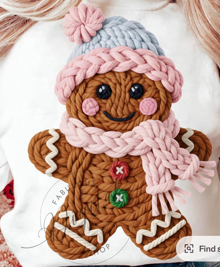 Faux Yarn Gingerbread Pullover or Comfort Colors Tee