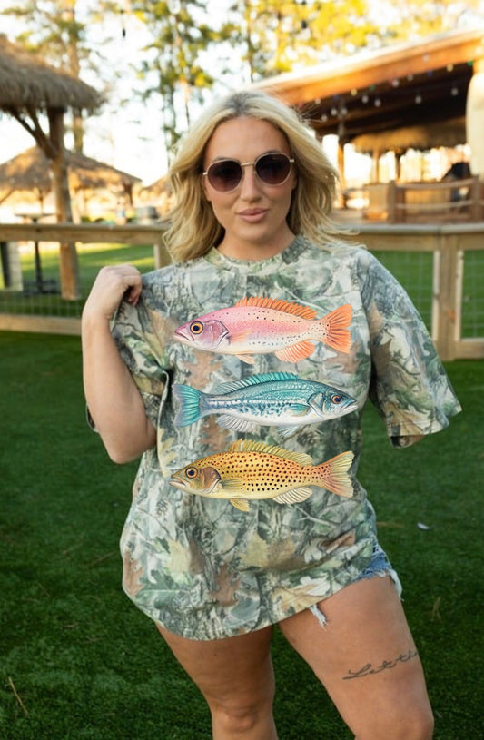 Color Fish Vibes Camo Oversized Tee
