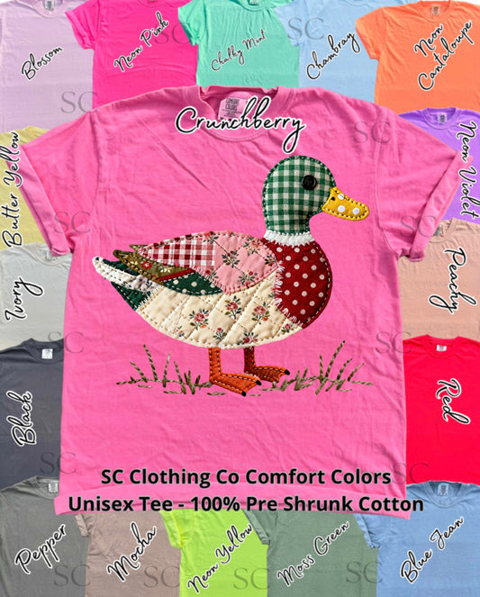 Patchwork Duck Gingham Comfort Colors Tee