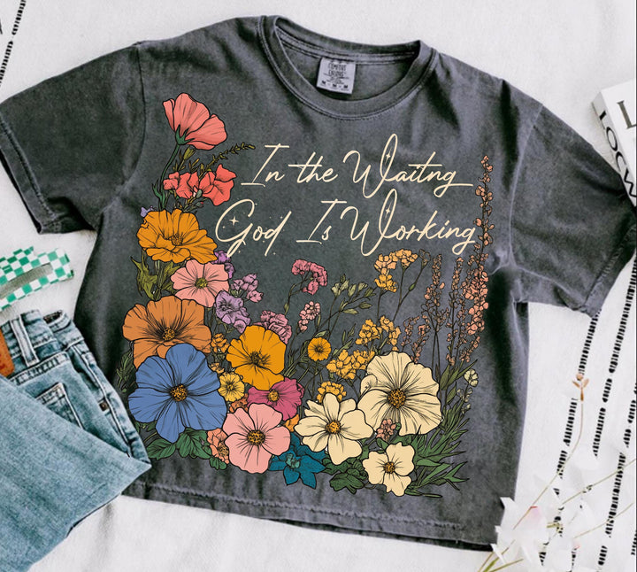 In the waiting new design ADULT TEE OR PULLOVER