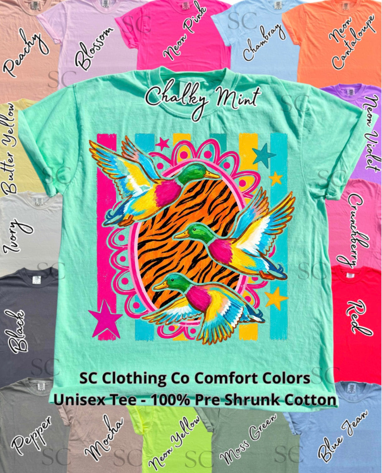 Vibrant Ducks Preppy Comfort Colors Tee