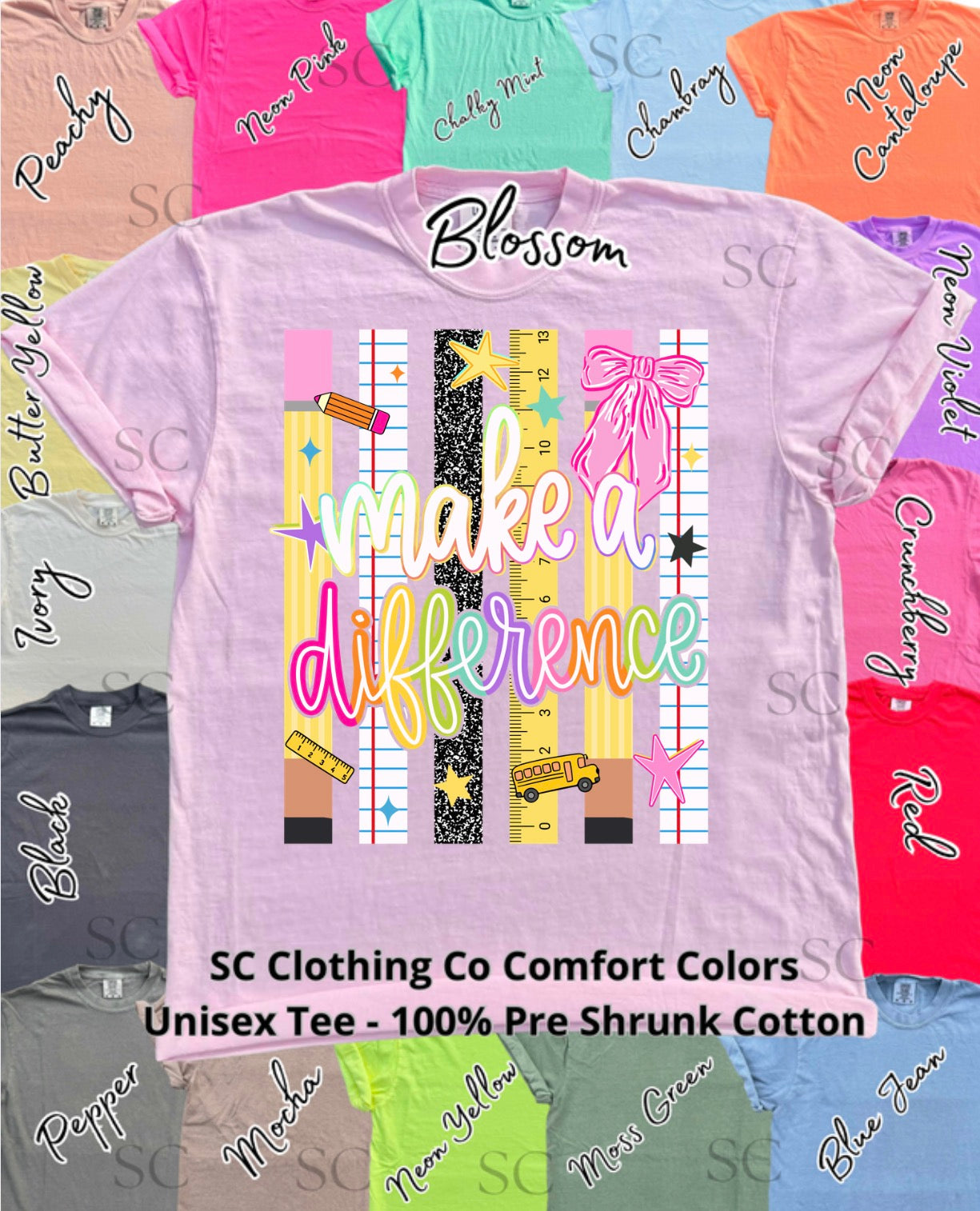 Make A Difference Striped Comfort Colors Tee