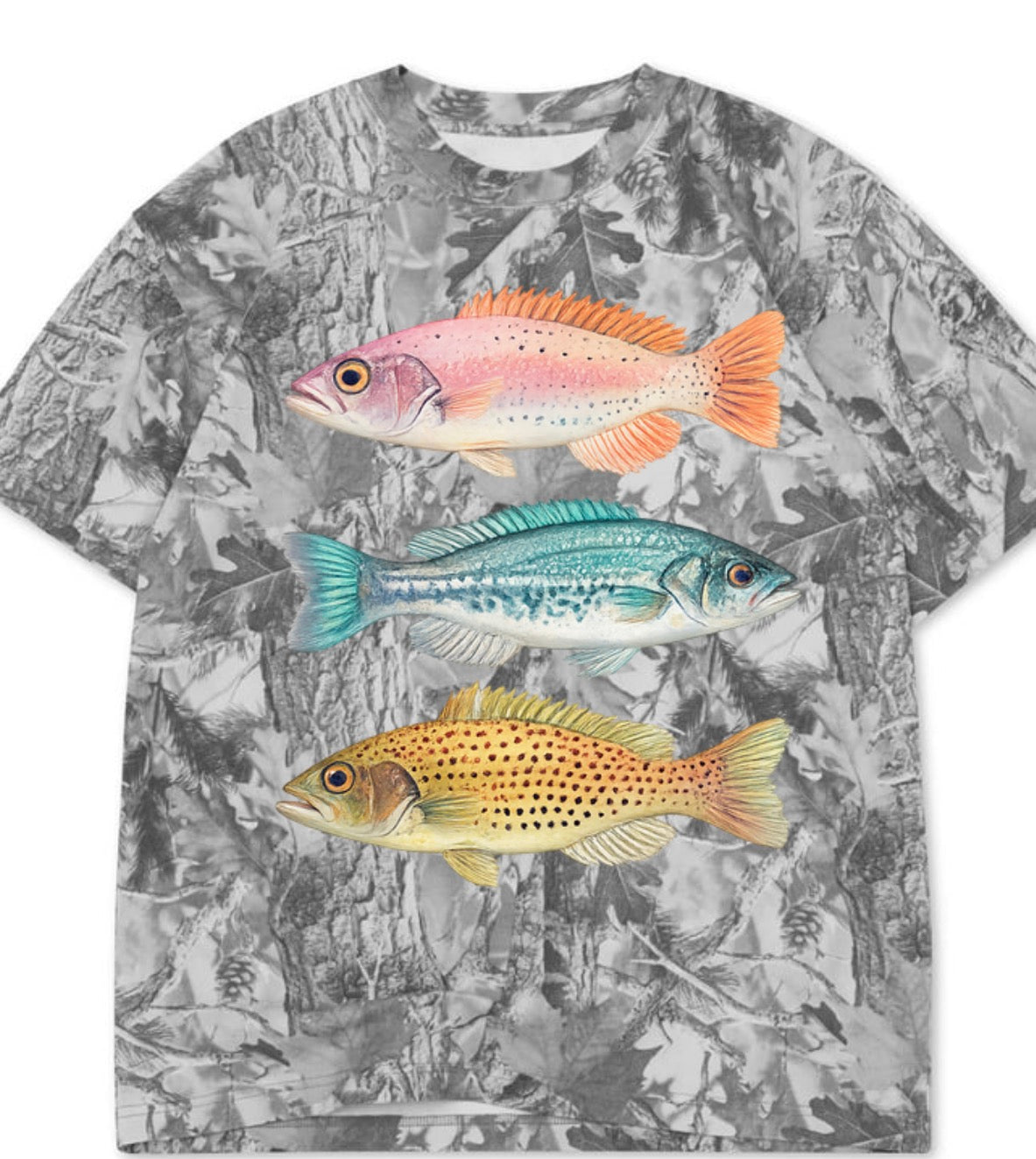 Color Fish Vibes Camo Oversized Tee