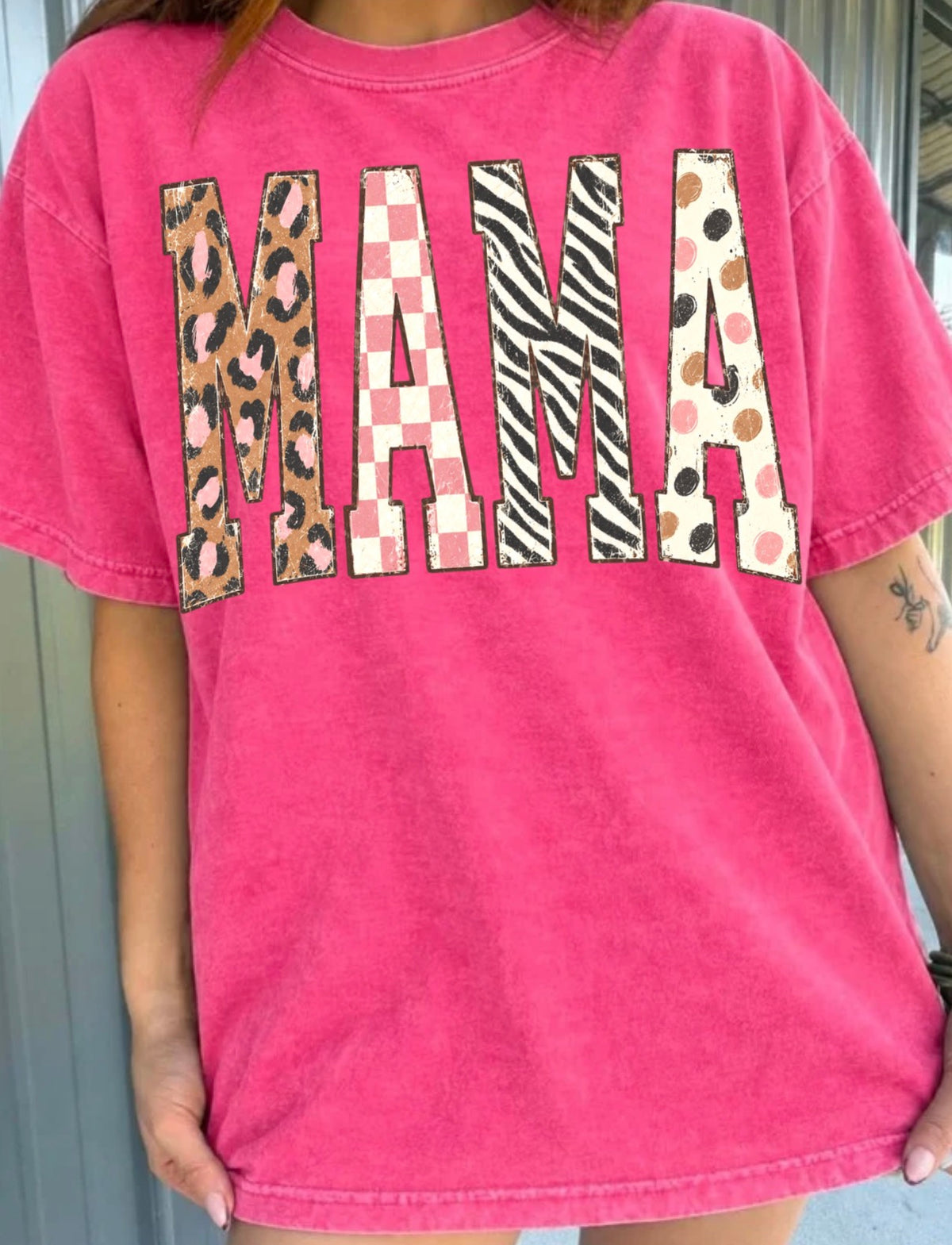 Mama Fun Pattern Polka Comfort Colors Tee