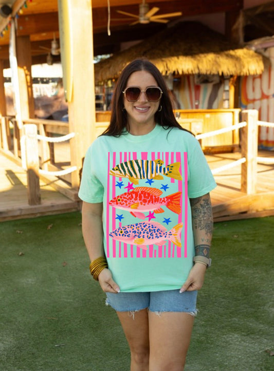 Vibrant Coastal Catch Comfort Colors Tee