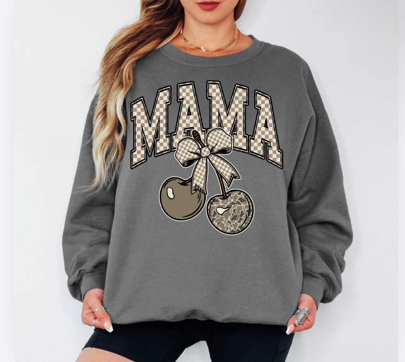 Camo Mama Cherries Pullover