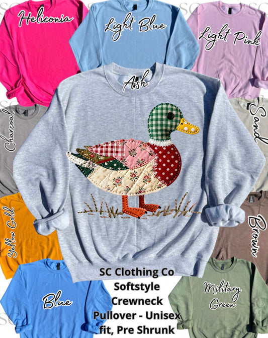 Vintage Gingham Duck Faux Patchwork Pullover