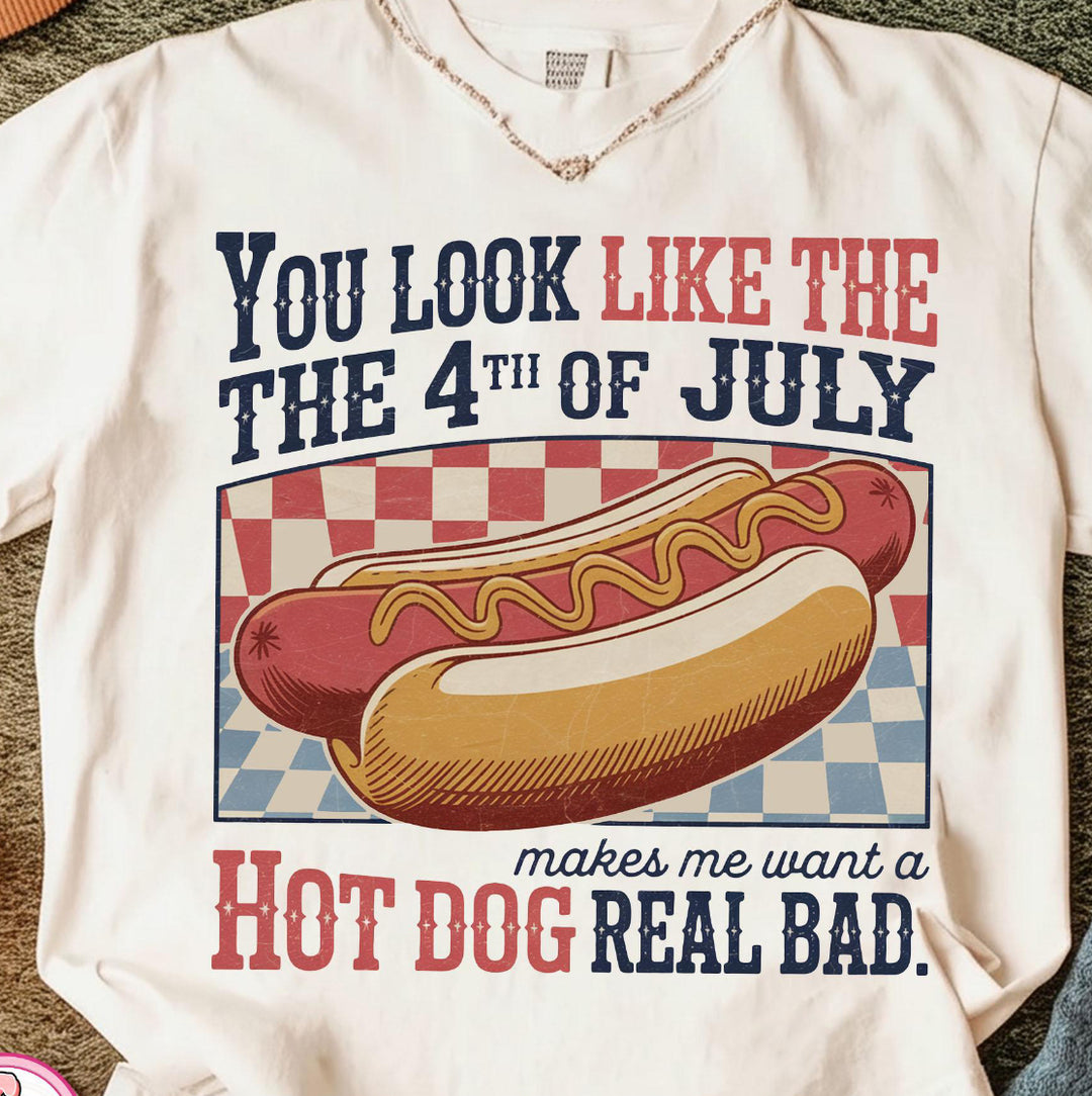 Hot dog 4th of July ADULT TEE OR PULLOVER