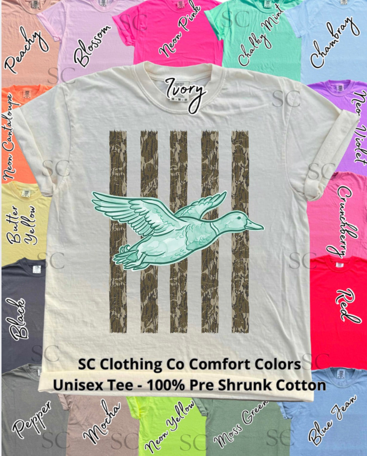 Flying Duck Camo Stripe Comfort Colors Tee