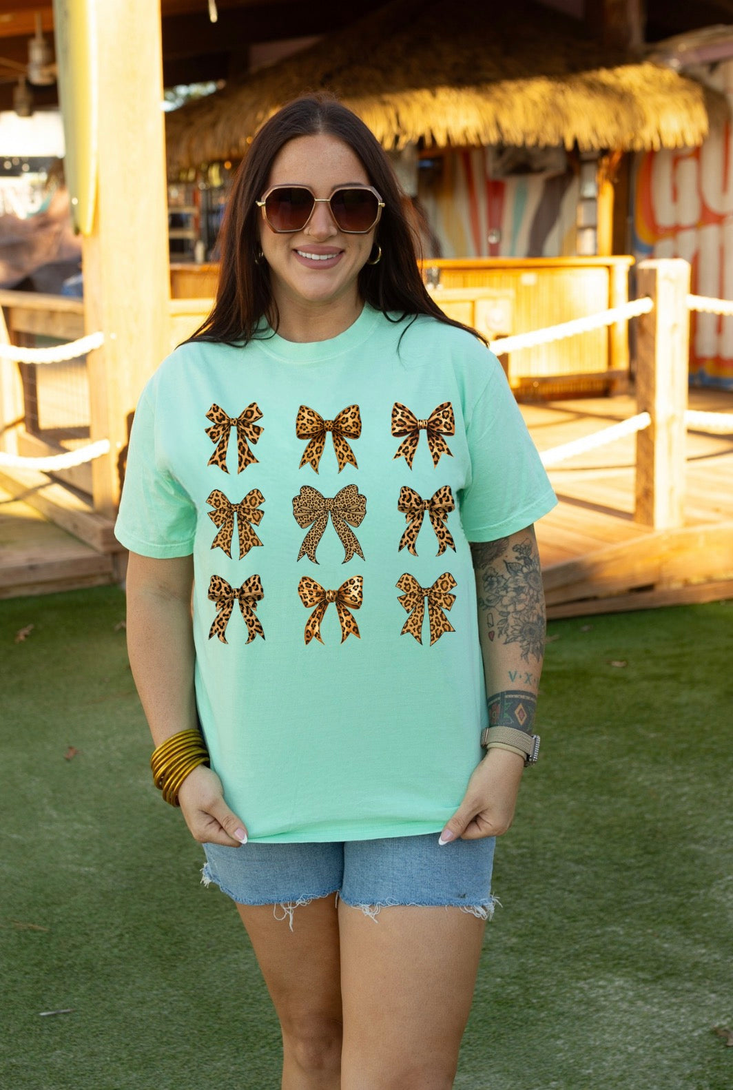 Leopard Bows Comfort Colors Tee