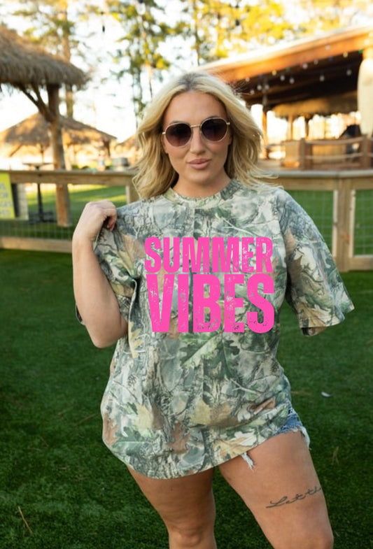 Summer Vibes Camo Oversized Tee
