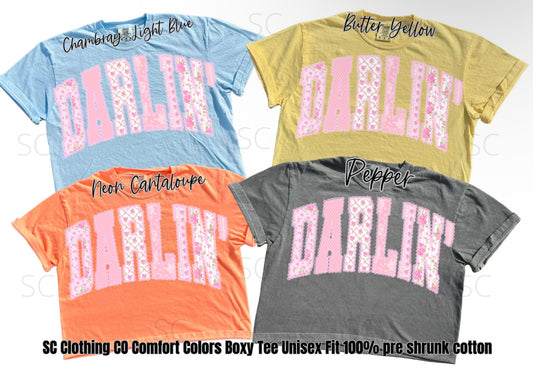 Darlin’ Faux Scalloped Yarn Boxy Comfort Color Tee