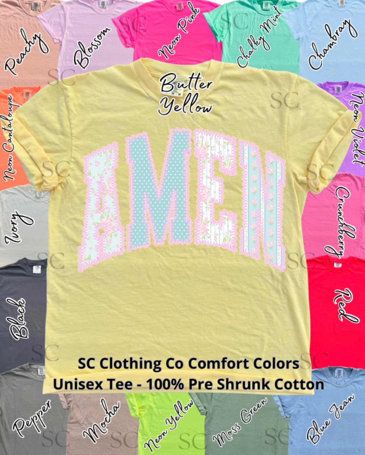 Amen Polka Dot / Florals Comfort Colors Tee
