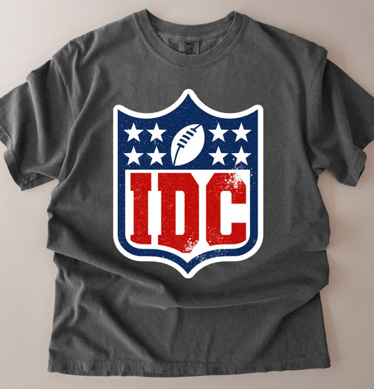 IDC red/white/blue football Comfort Colors Tee