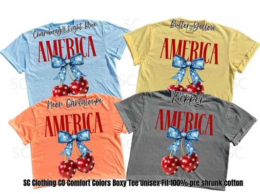 America Cherries Boxy Comfort Color Tee