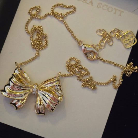 Bow necklace gold