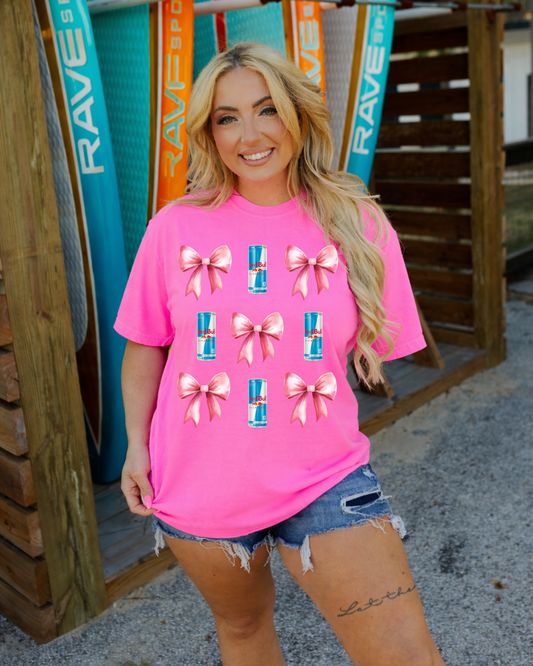 Red Bull & Bows Comfort Colors Tee
