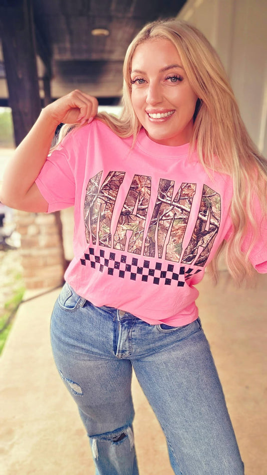 Camo Checkered *CUSTOM NAME* Comfort Colors Tee