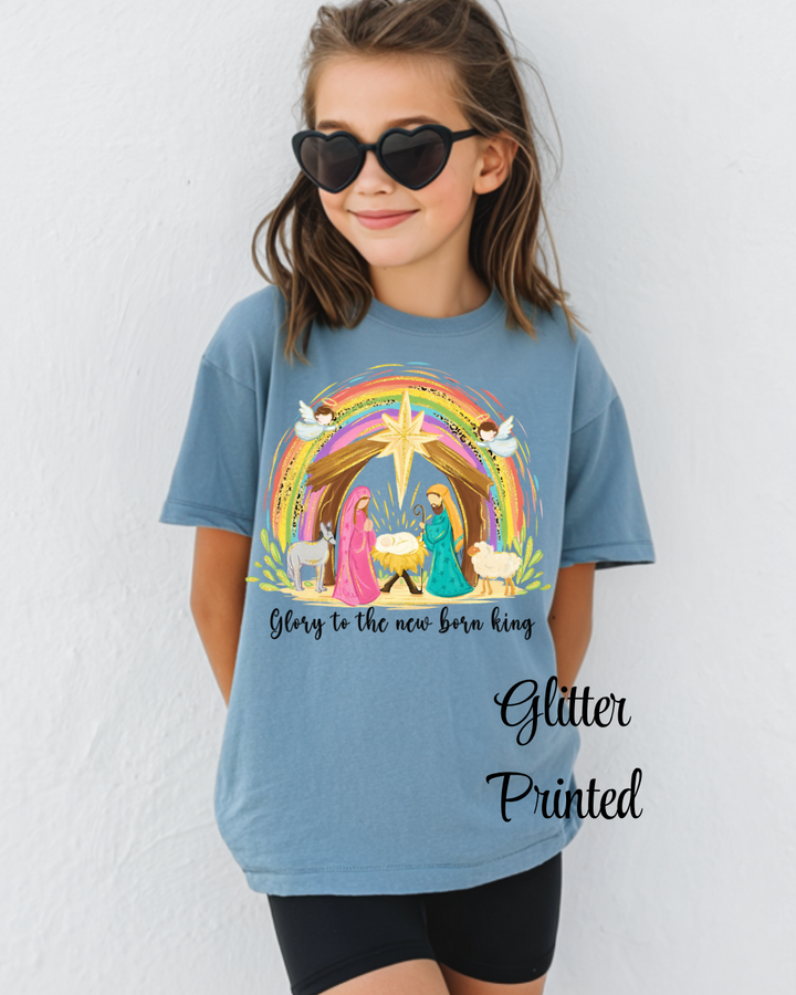 Newborn King {GLITTER PRINTED} Pullover or Tee YOUTH TEE OR PULLOVER