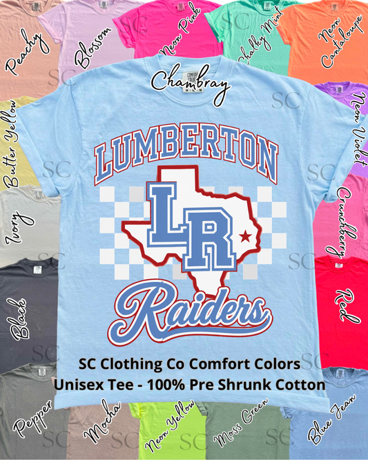 Lumberton Raiders Checkered Comfort Colors Tee