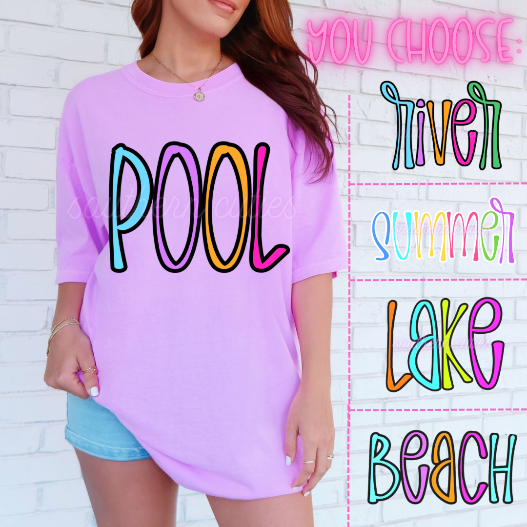 Summer Time Doodle Letter *you choose* ADULT TEE OR PULLOVER