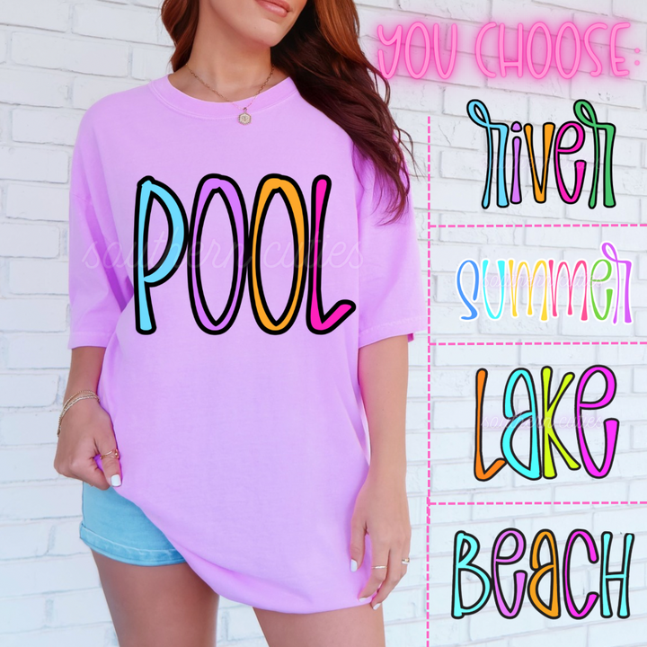 Summer Time Doodle Letter *you choose* ADULT TEE OR PULLOVER