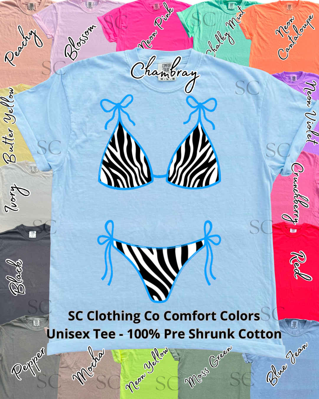Poolside Wild - Zebra Bikini Comfort Colors Tee
